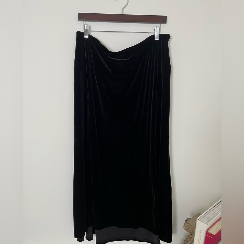 J Jill Stretch Black Velvet MIdi/Maxi Skirt XL Goth Whimsigoth Dark Romance